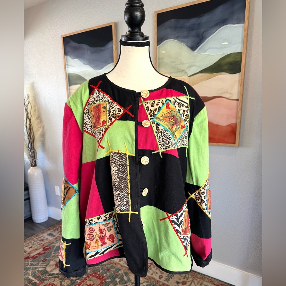 Allure Colorful Patchwork Button-Up Jacket - image 5